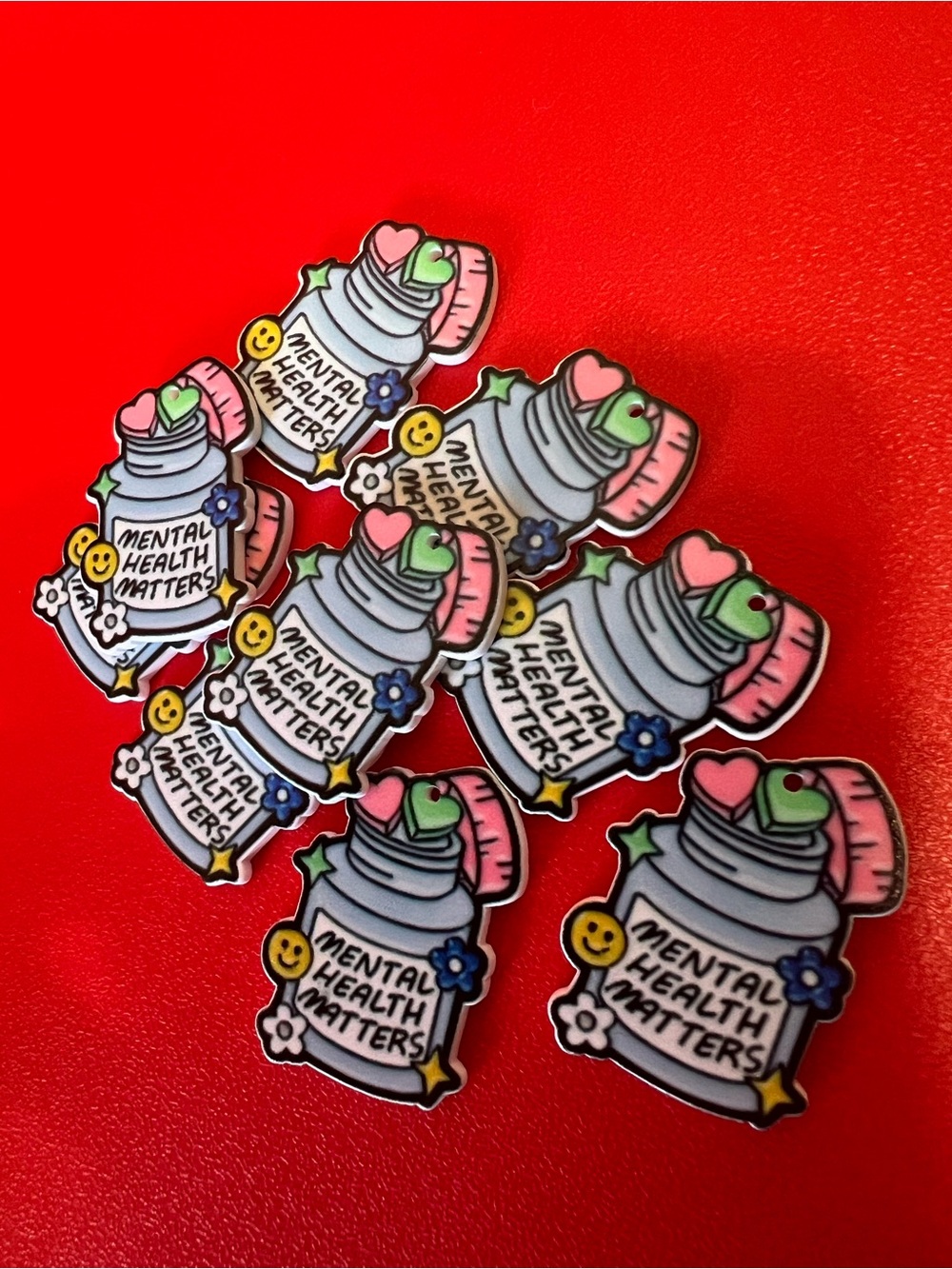 Mental Health Matters Enamel charms- Colorful  Design 9 count
